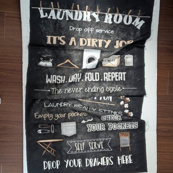 Laundry Room Rules Theme Cotton Fabric Panel by Chelsea Designworks - Picture 1 of 4